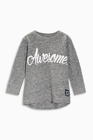 Grey Awesome Long Sleeve Top (3mths-6yrs)